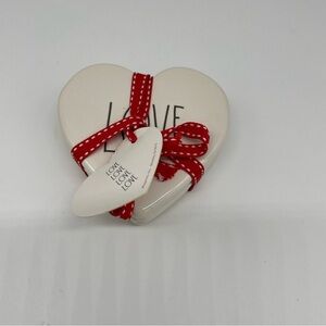 NEW Rae Dunn Ceramic Coasters Heart Shaped LOVE Set Of 4